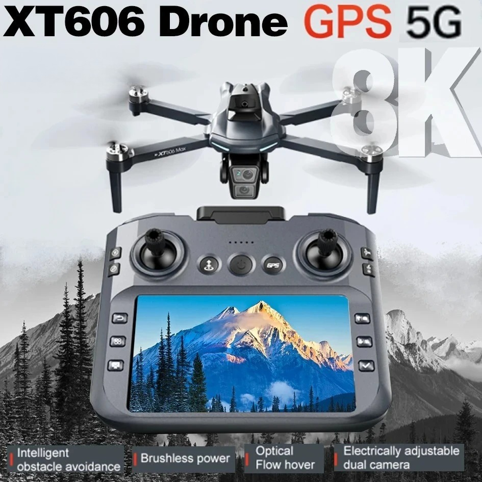 オリジナルXT606ドローン プロフェッショナル 8K HD - Drone Gps Mount のレビューと価格